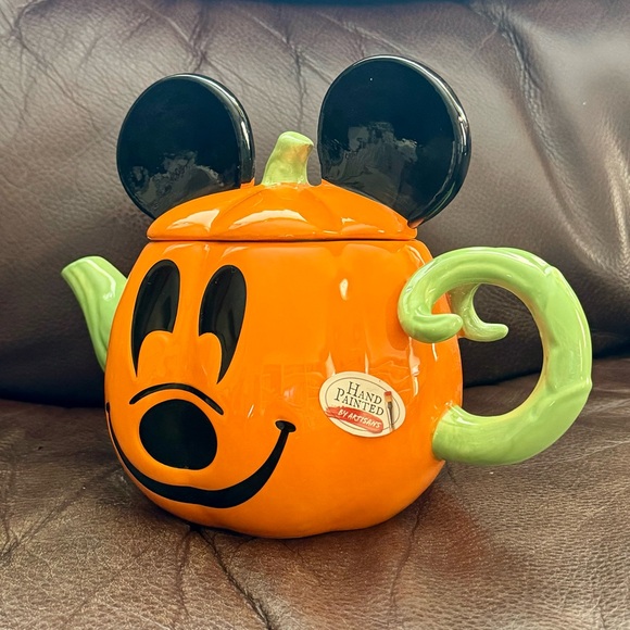 Disney Halloween Mickey Mouse Jack O’ Lantern Pumpkin Ceramic Teapot - Picture 10 of 12